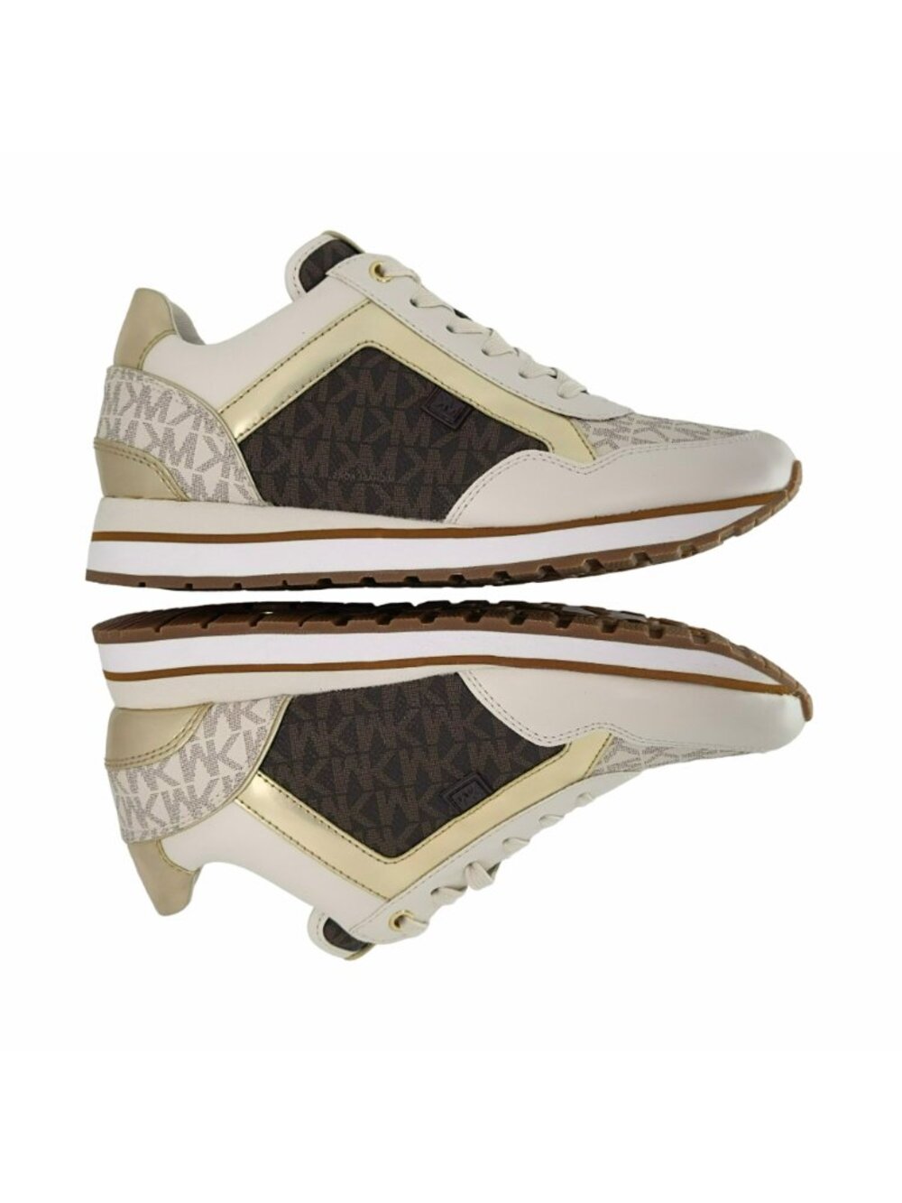 ✨Michael Kors Maddy Trainer Sneaker Vanilla Brown Gold Sz 7 Women's Shoes Casual - Picture 2 of 10